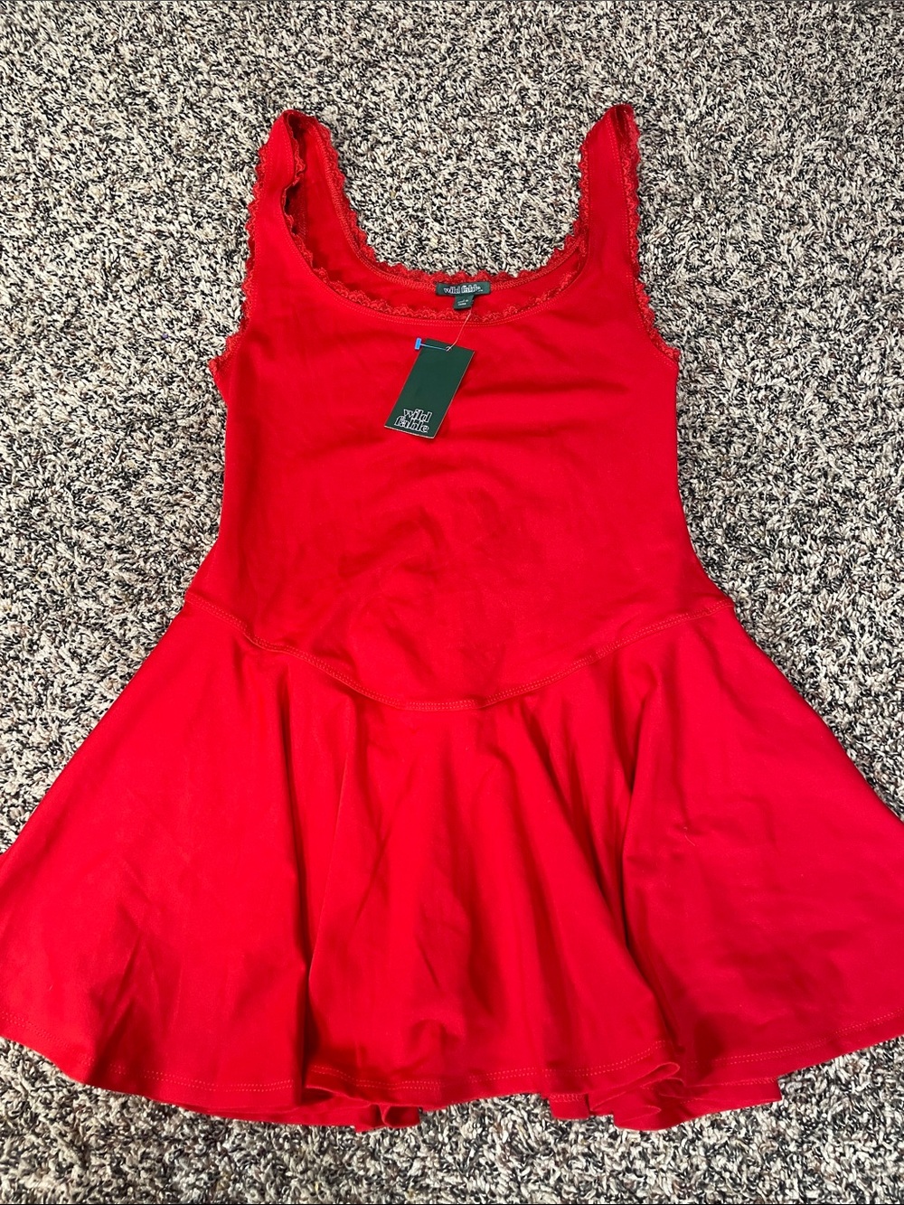 Trending! Wild Fable Game Day Lace Trim Mini Red Dress With Liner S NWT